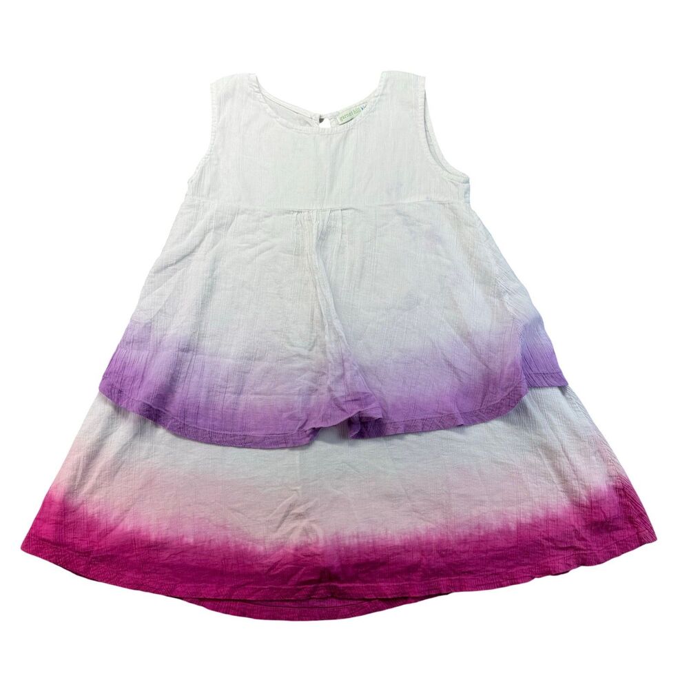 Garnet Hill Kids Dress Girls 6T White Purple Pink Ombre Sleeveless Lined Cotton